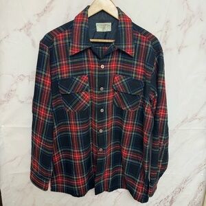 VTG JC Penney Plaid Wool Button Up Shirt - B47